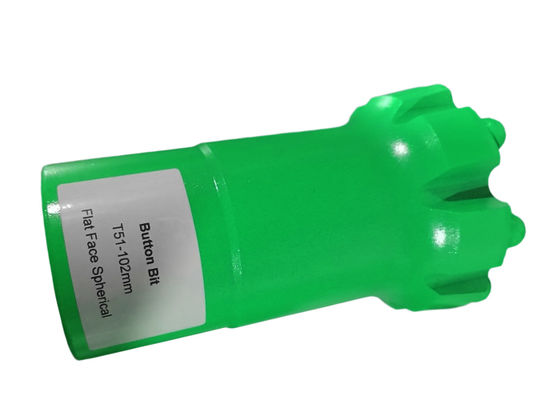 หัวสว่าน Hard Rock T51-102 มม. หน้าเรียบ ดอกสว่านเจาะหินเกลียวทรงกลมสำหรับงานเหมือง