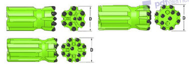 ดอกสว่านเจาะบิตสีเขียว R38 ปุ่มทรงกลม / ขีปนาวุธ Dia 64 - 89mm