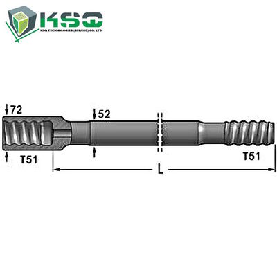 มีความแข็งแรงสูง Rock Drill Rod ตนเองเจาะ T51 21.5mm 6 นิ้ว